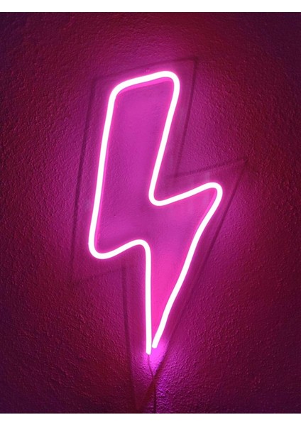 Şimşek Neon LED Dekoratif Aydınlatma Pembee