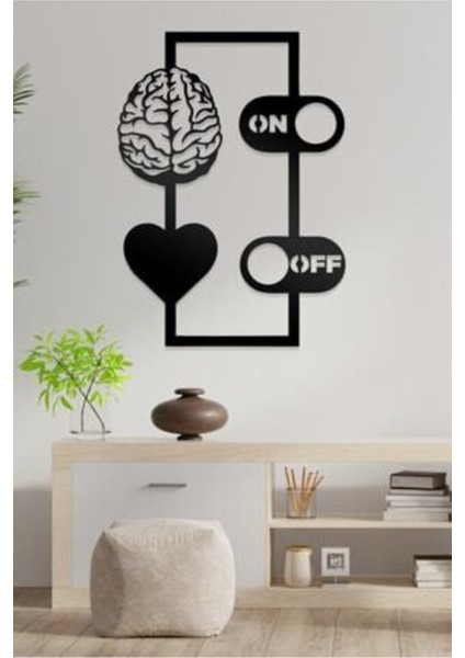 Beyin & Kalp, On/off Figürlü Dekoratif Ahşap Tablo