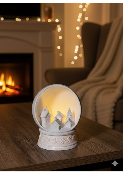 Dekoratif Yılbaşı Özel Gece Lambası-Yılbaşı Kar Küresi Şeklinde Aydınlatma-Loş Dekoratif Aydınlatma