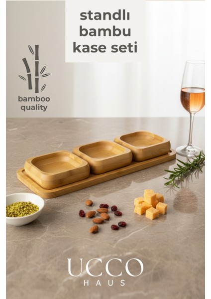 Bambu 3'lü Kahvaltılık & Sunumluk & Çerezlik | Reçellik & Çikolatalık & Bal | Kase Seti