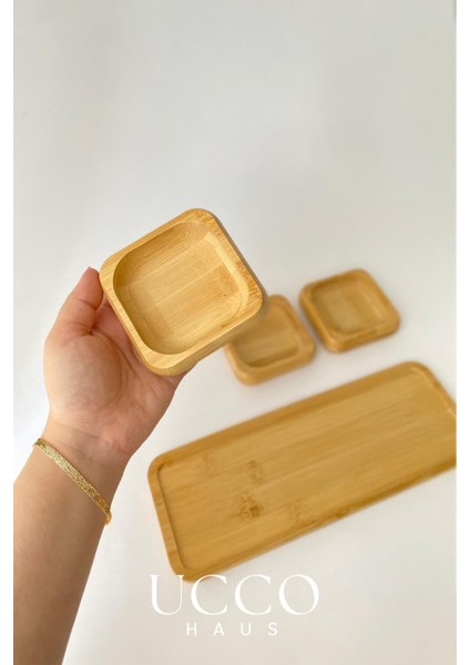 Bambu 3'lü Kahvaltılık & Sunumluk & Çerezlik | Reçellik & Çikolatalık & Bal | Kase Seti