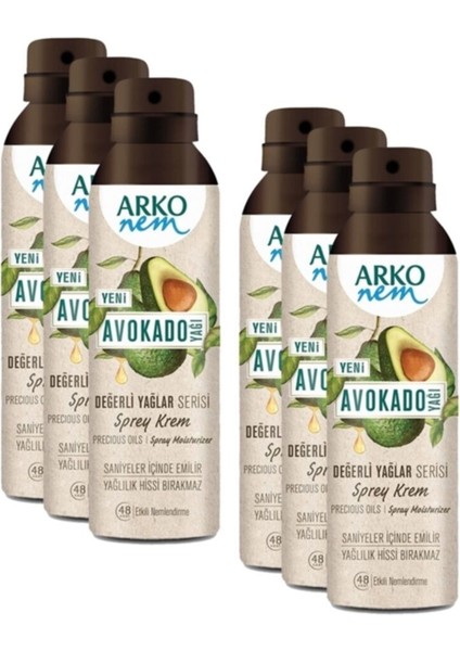 Nem Değerli Yağlar Avokado Yağı Sprey Krem 150 ml x 6 Adet