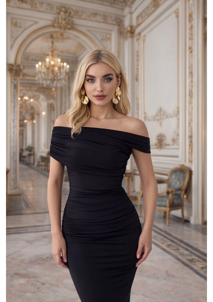 Gılla's Queen Kadın Kırmızı Asimetrik Yakalı Tasarım Yılbaşı Abiye Elbise