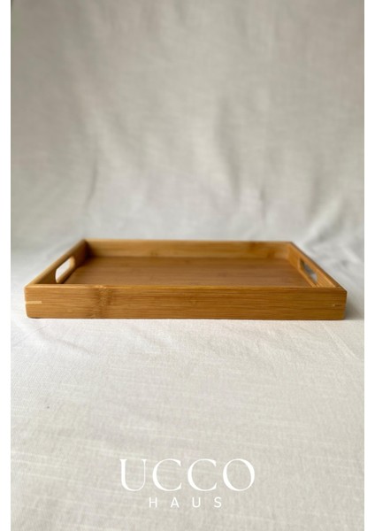 3’lü Bambu Tepsi Seti | Doğal Ahşap Servis Tepsisi | 40X28 -37X25 -33X22 cm | Şık ve Sağlıklı Sunum