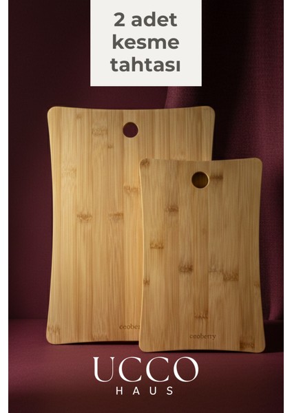 2 Adet Bambu Kesme Sunum Tahtası 35-30 cm – Sağlıklı Dayanıklı Sunumluk Şarküteri