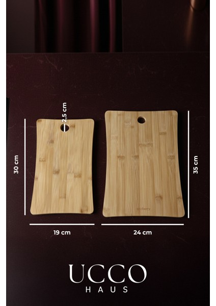 2 Adet Bambu Kesme Sunum Tahtası 35-30 cm – Sağlıklı Dayanıklı Sunumluk Şarküteri