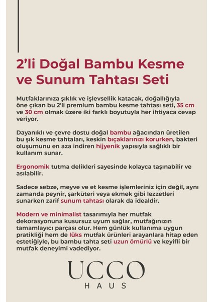 2 Adet Bambu Kesme Sunum Tahtası 35-30 cm – Sağlıklı Dayanıklı Sunumluk Şarküteri