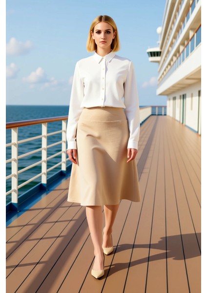 Kadın Selanik Midi Etek Normal Bel Beli Lastikli Kalıp Fonksiyonel Dayanıklı Kaliteli Spor