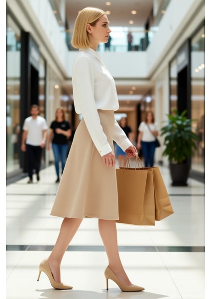 Kadın Selanik Midi Etek Normal Bel Beli Lastikli Kalıp Fonksiyonel Dayanıklı Kaliteli Spor modelleri