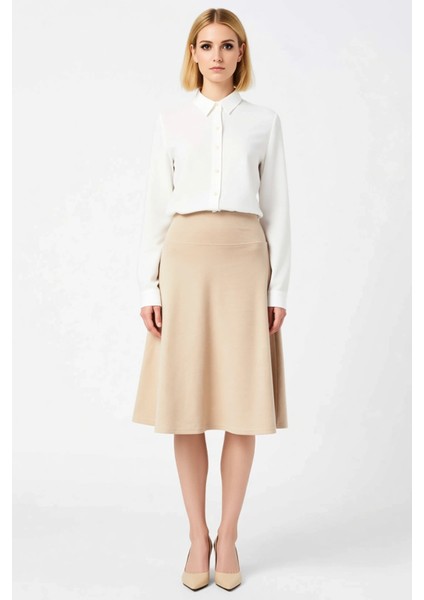 Kadın Selanik Midi Etek Normal Bel Beli Lastikli Kalıp Fonksiyonel Dayanıklı Kaliteli Spor fırsatları