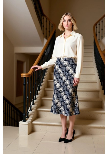 Kadın Yılan Desenli Dokuma Saten Midi Etek Fonksiyonel Dayanıklı Kaliteli Konforlu Estetik fiyatları