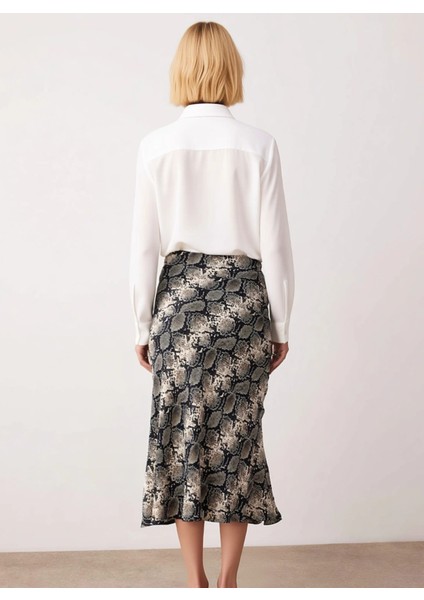 Kadın Yılan Desenli Dokuma Saten Midi Etek Fonksiyonel Dayanıklı Kaliteli Konforlu Estetik indirimleri