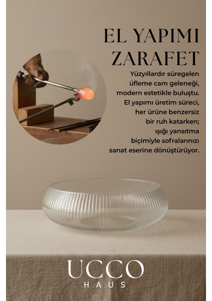 30 cm Büyük Boy El Yapımı Cam Salata Servis Kasesi Lüks Sunum Tabağı - Şık Sunumluk Tabak Cnv fırsatları