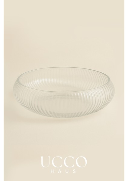 30 cm Büyük Boy El Yapımı Cam Salata Servis Kasesi Lüks Sunum Tabağı - Şık Sunumluk Tabak Cnv indirimleri