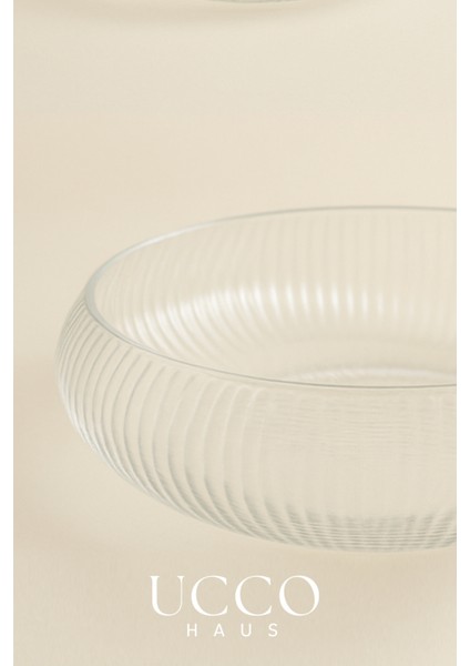 30 cm Büyük Boy El Yapımı Cam Salata Servis Kasesi Lüks Sunum Tabağı - Şık Sunumluk Tabak Cnv