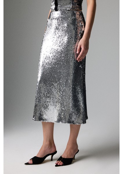 Payetli Midi Boy Etek Gümüş K2515054_078