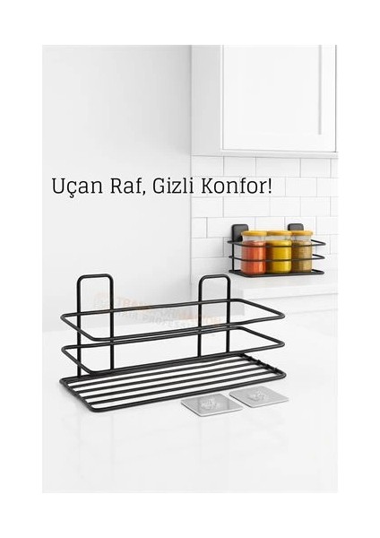 Bfs Yapışkanlı Duvar Rafı – Baharat Rafı, Kavanoz Rafı Banyo/mutfak Organizer, 30 x 12 x 9 C