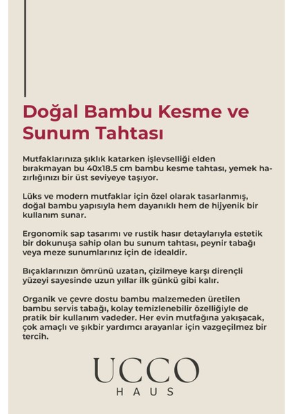 Bambu Kesme Sunum Tahtası 40 cm Orta Boy – , Sağlıklı, Dayanıklı Sunumluk Şarküteri