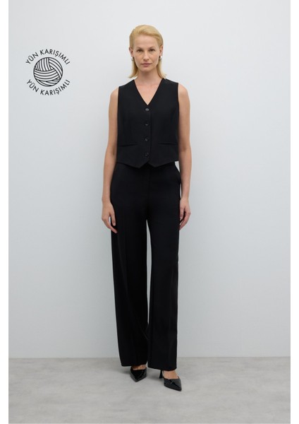 Geniş Paça Pantolon Siyah K2512007_001
