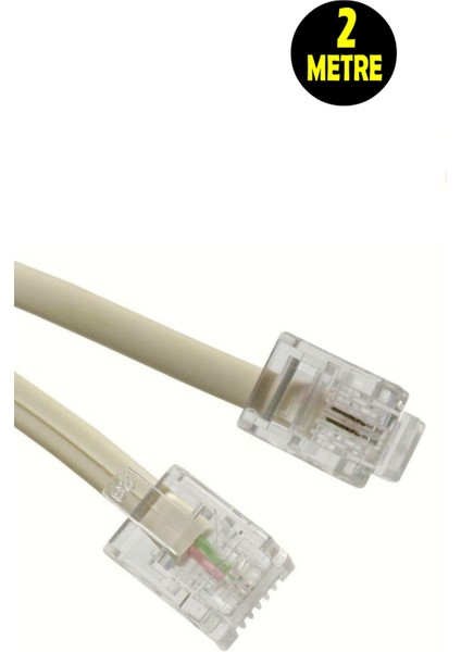 2 Metre Modem Adsl Vdsl Ara Kablosu RJ11 Hat Bağlantı Telefon Kablosu