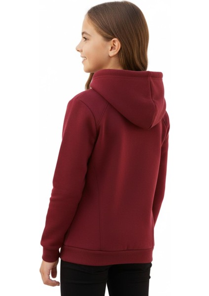 Kız Çocuk Bordo Kapüşonlu Cepli 3 İplik Sweatshirt BGL-ST04998 indirimleri