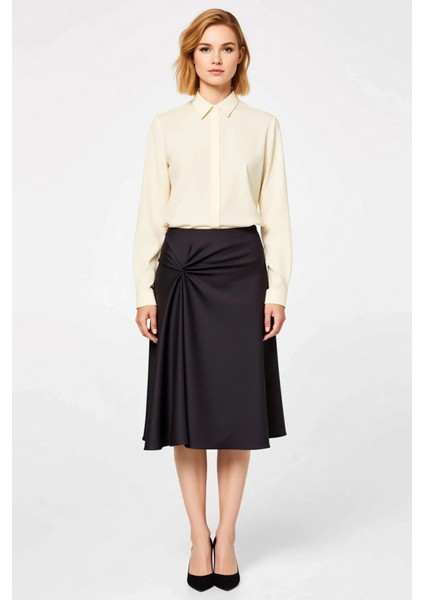 Kadın Düz Örme Midi Etek %93 Polyester %7 Elastan Fonksiyonel Dayanıklı Kaliteli Konforlu Şık fırsatları