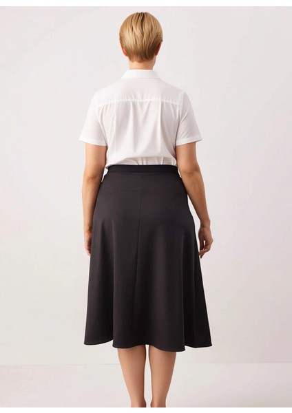 Kadın Düz Örme Midi Etek %93 Polyester %7 Elastan Fonksiyonel Dayanıklı Kaliteli Konforlu Şık indirimleri