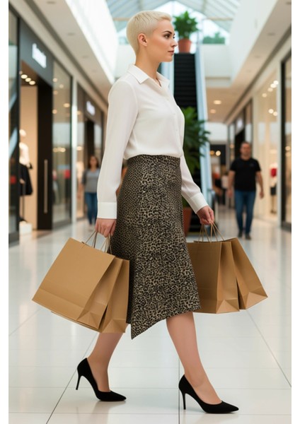 Kadın Asimetrik Midi Etek Yüksek Bel Örme Hayvan Desenli Fonksiyonel Dayanıklı Kaliteli Şık modelleri