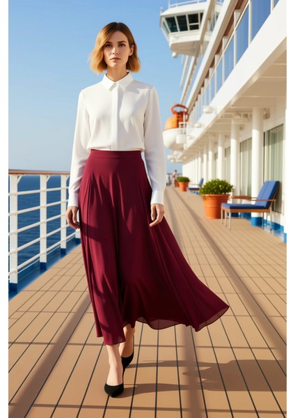 Kadın Maxi Etek Düz Yoryo Şifon Kalıp Fonksiyonel Dayanıklı Kaliteli Konforlu Estetik Spor