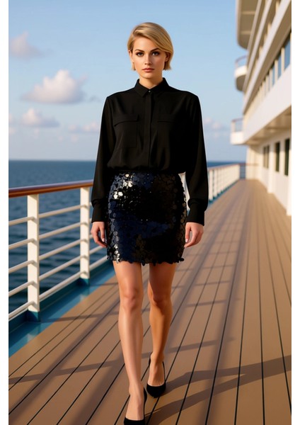 Kadın Mini Etek Düz Örme Payet %100 Polyester Fonksiyonel Dayanıklı Kaliteli Konforlu Spor