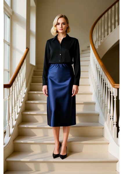 Kadın Midi A Kesim Etek Düz Desen %95 Polyester %5 Elastan Fonksiyonel Dayanıklı Kaliteli Şık fiyatları