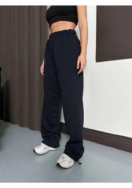 Kadın Yüksek Bel Ekstra Bol Kalıp Ayarlanabilir Paça Arkası Cepli 3iplik Kışlık Pantolon modelleri