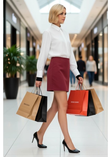 Kadın Yüksek Bel A Kesim Mini Dokuma Etek Düz Desen Gabardin Kumaş Fonksiyonel Dayanıklı Şık modelleri