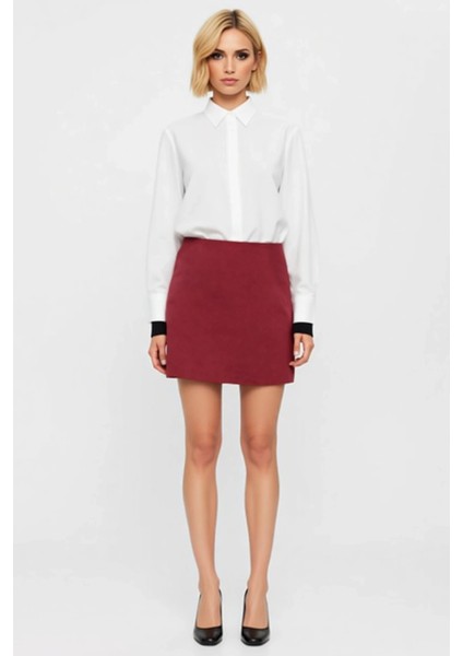 Kadın Yüksek Bel A Kesim Mini Dokuma Etek Düz Desen Gabardin Kumaş Fonksiyonel Dayanıklı Şık fırsatları