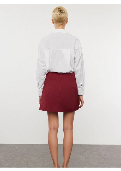 Kadın Yüksek Bel A Kesim Mini Dokuma Etek Düz Desen Gabardin Kumaş Fonksiyonel Dayanıklı Şık indirimleri