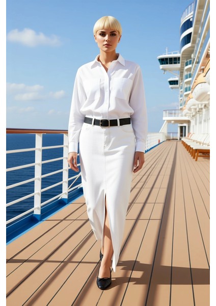 Kadın %100 Pamuk A Line Maxi Etek Fonksiyonel Dayanıklı Kaliteli Konforlu Estetik Premium Şık