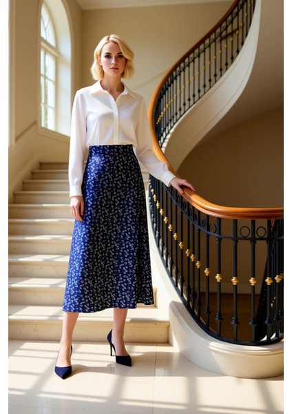 Kadın Midi Etek A Line Kalıp Retro Çiçek Desenli Dokuma %100 Viskoz Fonksiyonel Dayanıklı Şık fiyatları