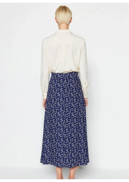 Kadın Midi Etek A Line Kalıp Retro Çiçek Desenli Dokuma %100 Viskoz Fonksiyonel Dayanıklı Şık indirimleri