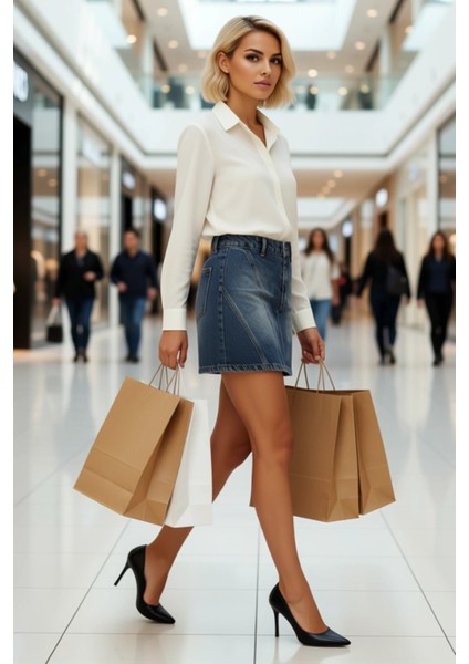 Kadın %100 Pamuk Yüksek Bel Mini Denim Etek Fonksiyonel Dayanıklı Kaliteli Konforlu Modern modelleri