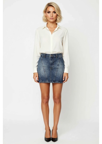 Kadın %100 Pamuk Yüksek Bel Mini Denim Etek Fonksiyonel Dayanıklı Kaliteli Konforlu Modern fırsatları