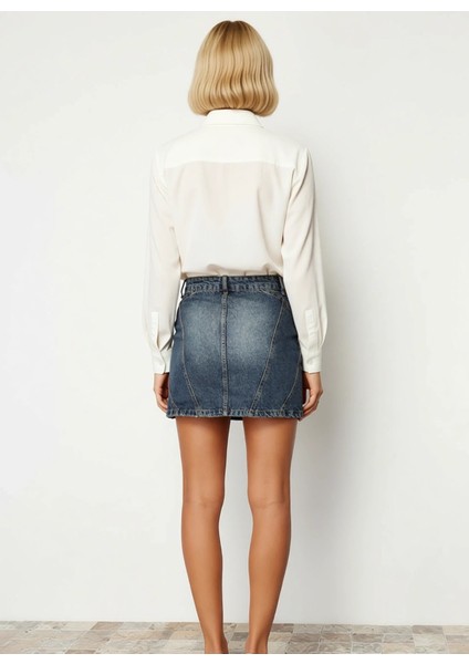 Kadın %100 Pamuk Yüksek Bel Mini Denim Etek Fonksiyonel Dayanıklı Kaliteli Konforlu Modern indirimleri