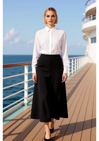 Kadın Yüksek Bel Pileli Midi Örme Etek Fonksiyonel Dayanıklı Kaliteli Konforlu Estetik Şık