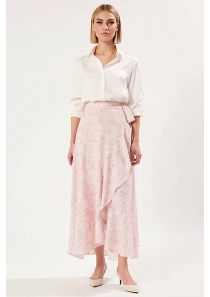 Kadın Çiçek Desenli Kruvaze Maxi Etek Yüksek Bel Kemer Detaylı Fonksiyonel Dayanıklı Rahat fırsatları