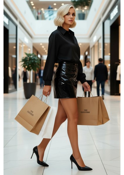 Kadın Kalem Mini Etek %100 Poliüretan Düz Desen Fonksiyonel Dayanıklı Kaliteli Konforlu Şık modelleri