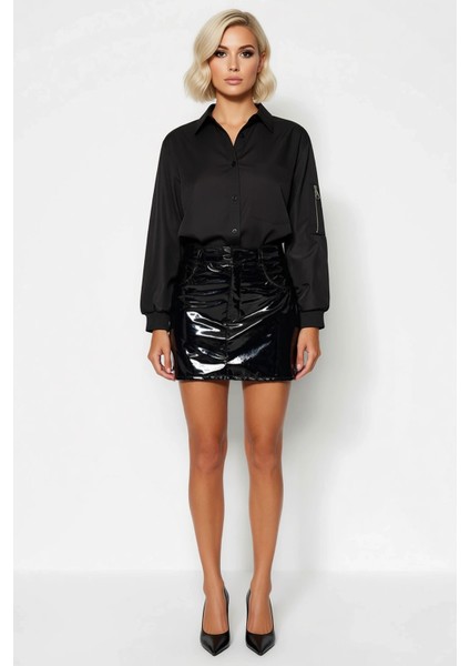 Kadın Kalem Mini Etek %100 Poliüretan Düz Desen Fonksiyonel Dayanıklı Kaliteli Konforlu Şık fırsatları