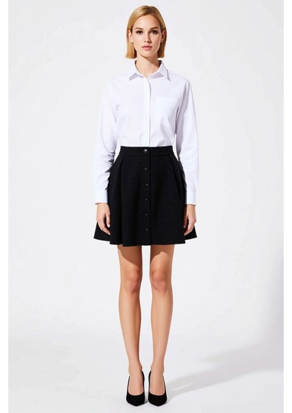 Kadın Kloş Tüvit Mini Etek Düğmeli Kalıp Fonksiyonel Dayanıklı Kaliteli Konforlu Estetik Şık fırsatları