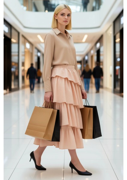 Kadın Maxi Etek Vual Kumaş Düz Desen Gevşek Kalıp Fonksiyonel Dayanıklı Kaliteli Konforlu Şık modelleri