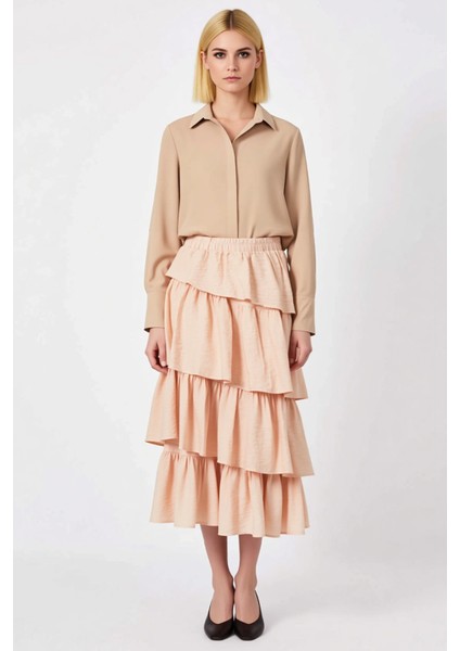 Kadın Maxi Etek Vual Kumaş Düz Desen Gevşek Kalıp Fonksiyonel Dayanıklı Kaliteli Konforlu Şık fırsatları