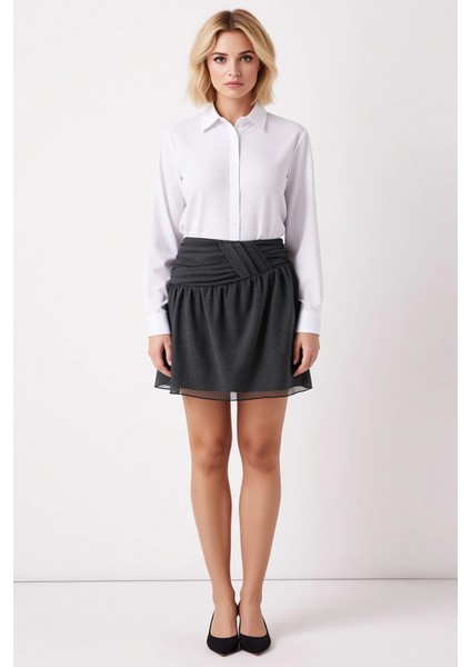 Kadın Puantiye Desenli Mini Tül Örme Etek Yüksek Beli Büzgülü Kalıp Fonksiyonel Dayanıklı Şık fırsatları