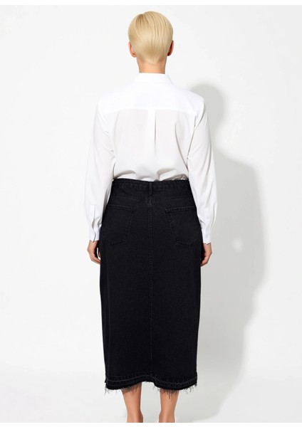 Kadın Yüksek Bel Ön Yırtmaçlı Midi Denim Etek Fonksiyonel Dayanıklı Kaliteli Konforlu Spor indirimleri